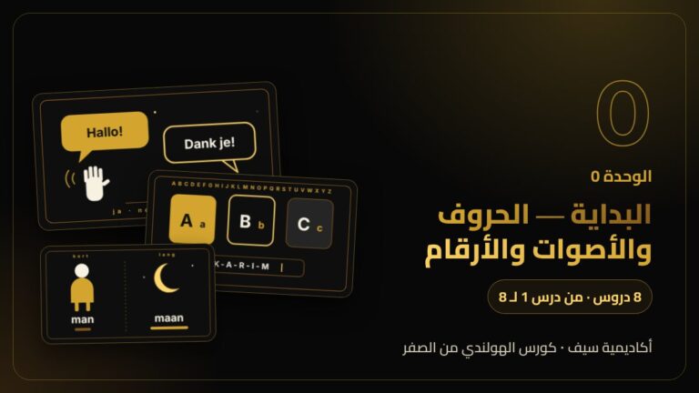 الوحدة 0: البداية — الحروف والأصوات والأرقام — كورس اللغة الهولندية من الصفر
