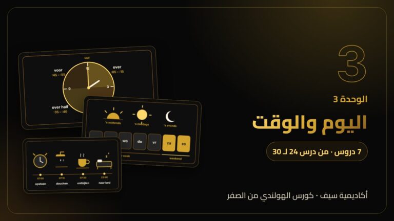 الوحدة 3: اليوم والوقت — كورس اللغة الهولندية من الصفر