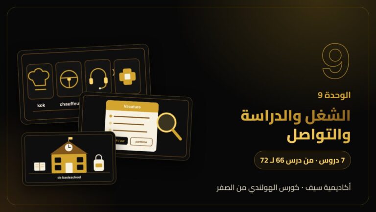 الوحدة 9: الشغل والدراسة والتواصل — كورس اللغة الهولندية من الصفر